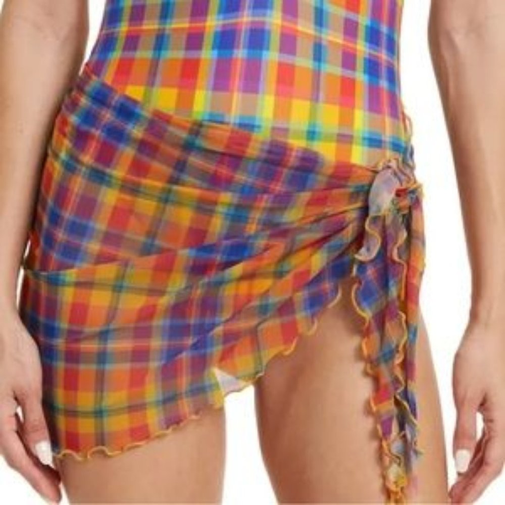 New WEWOREWHAT Mini Plaid Sarong Size XS Retail $55